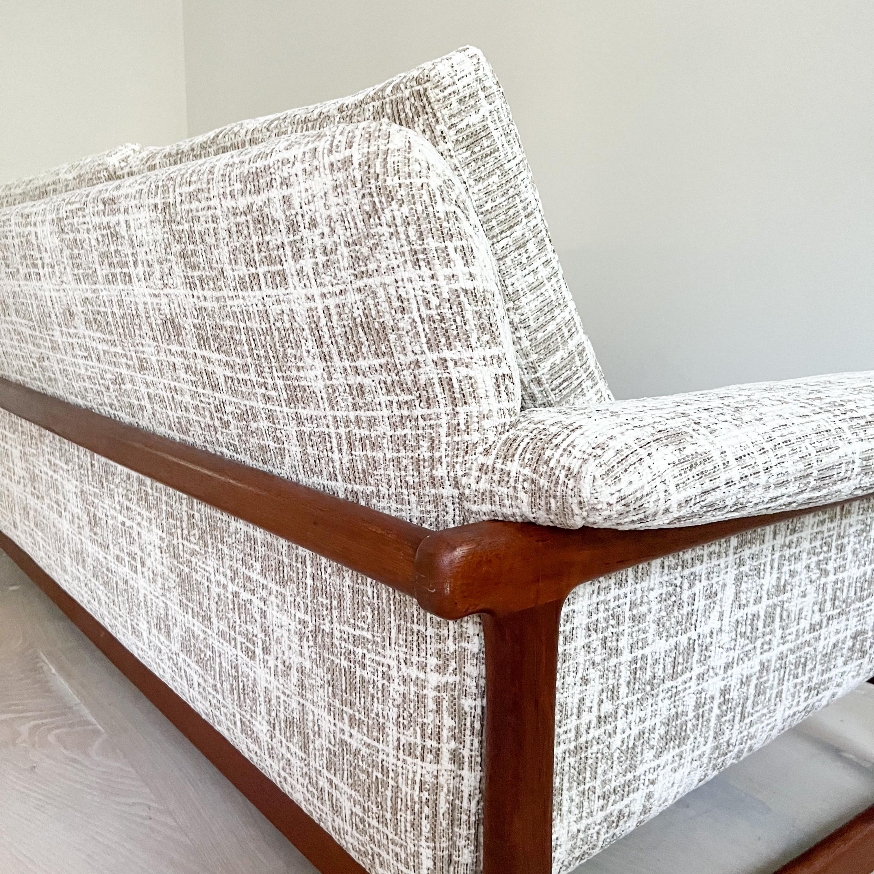 Mid-Century Swedish Teak Sofa by Folke Ohlsson for DUX, New Upholstery 1