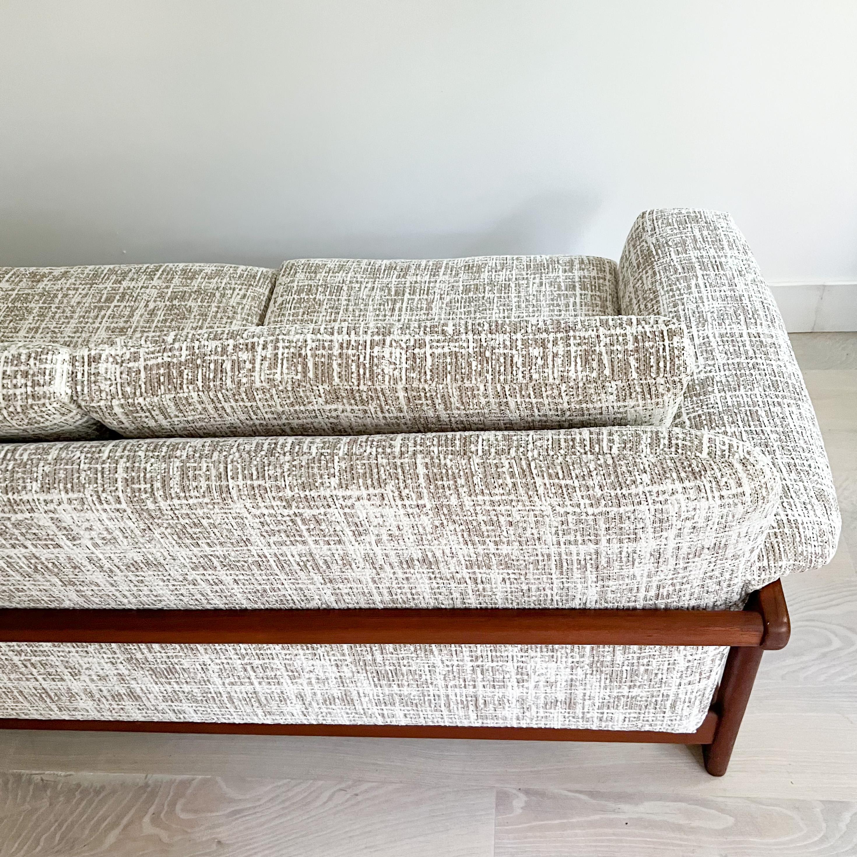 Mid-Century Swedish Teak Sofa by Folke Ohlsson for DUX, New Upholstery 4