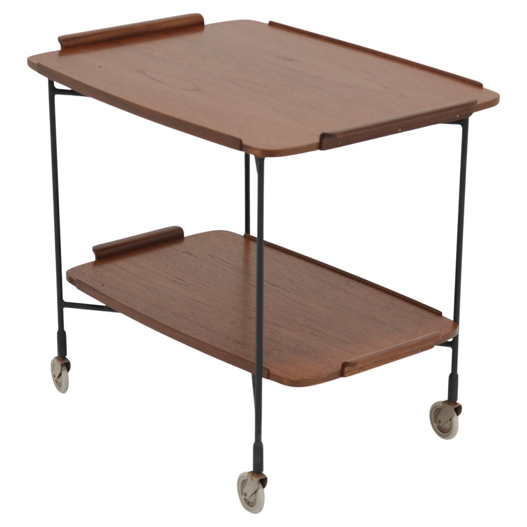 Mid-Century Swedish Teak Two Tier Serving Cart by Glas & Tra Sweden, 1950s.