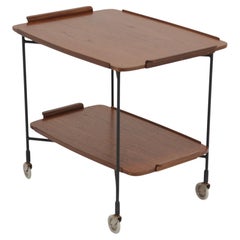 Mid-Century Swedish Teak Two Tier Serving Cart by Glas & Tra Sweden, 1950s.