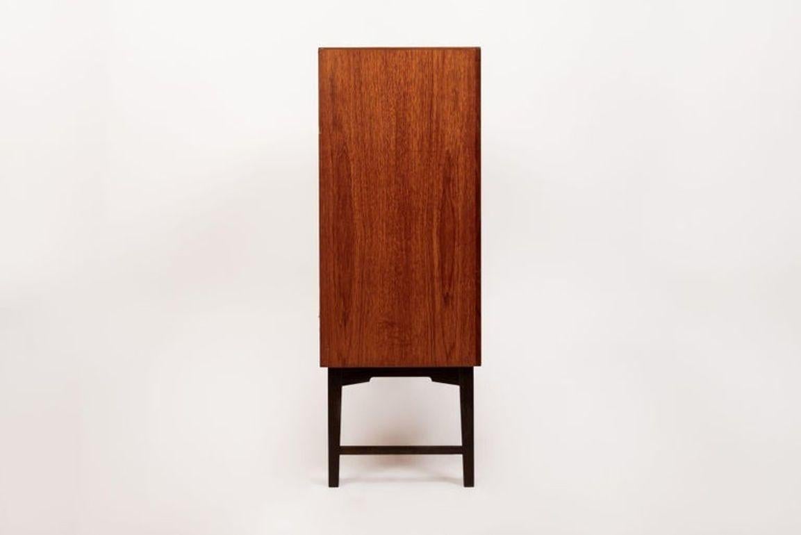 Mid Century Swedish Teak Wood High Cabinet Credenza or Sideboard For Sale 5