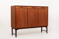 Mid Century Swedish Teak Wood High Cabinet Credenza or Sideboard