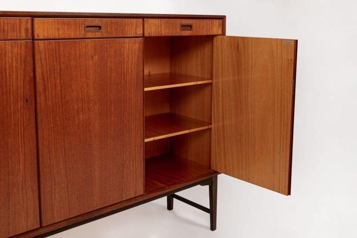 Mid-20th Century Mid Century Swedish Teak Wood High Cabinet Credenza or Sideboard For Sale