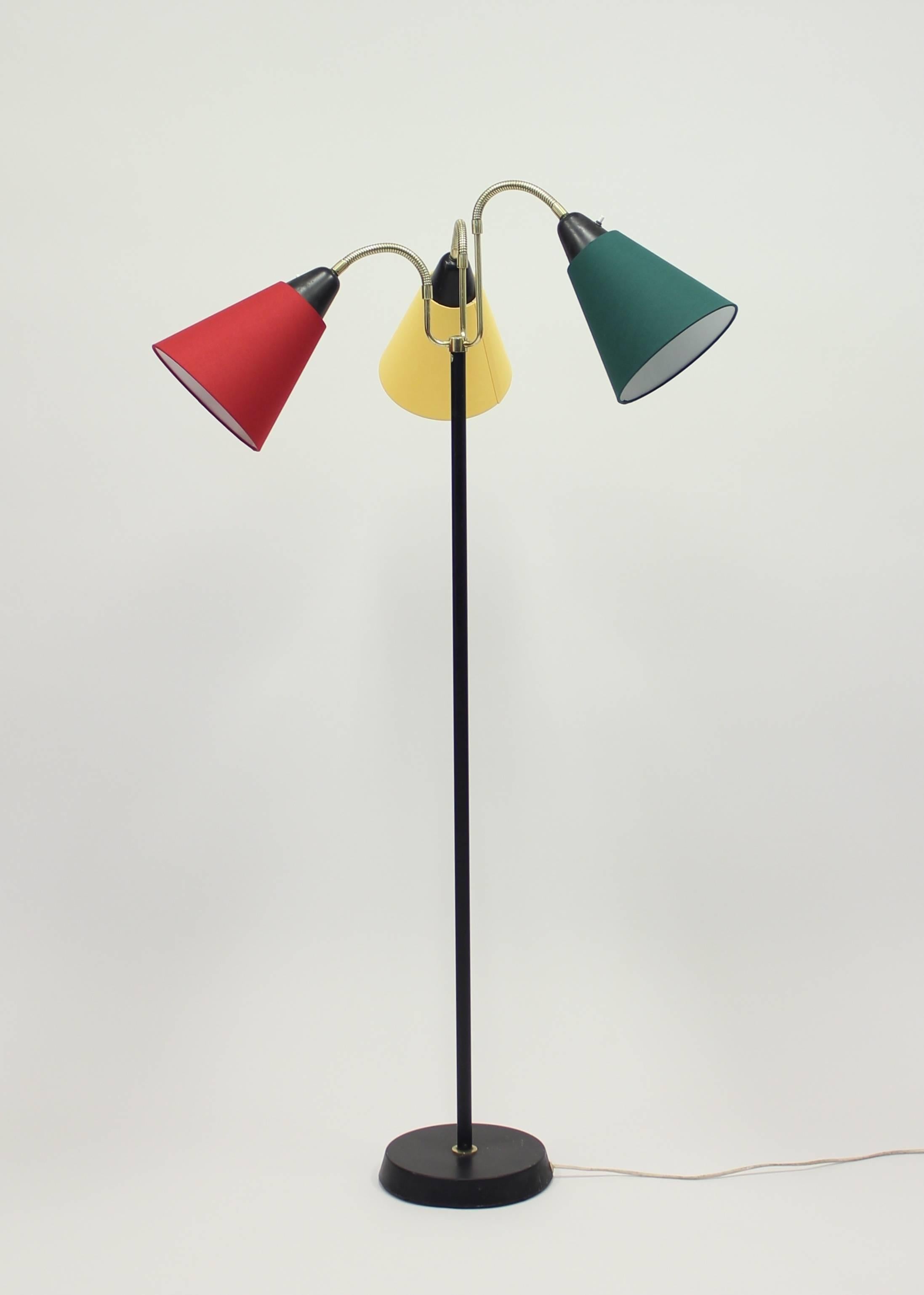 Mid-20th Century Midcentury Swedish Three-Light Floor Lamp from Ab Armaturhantverk, 1960s