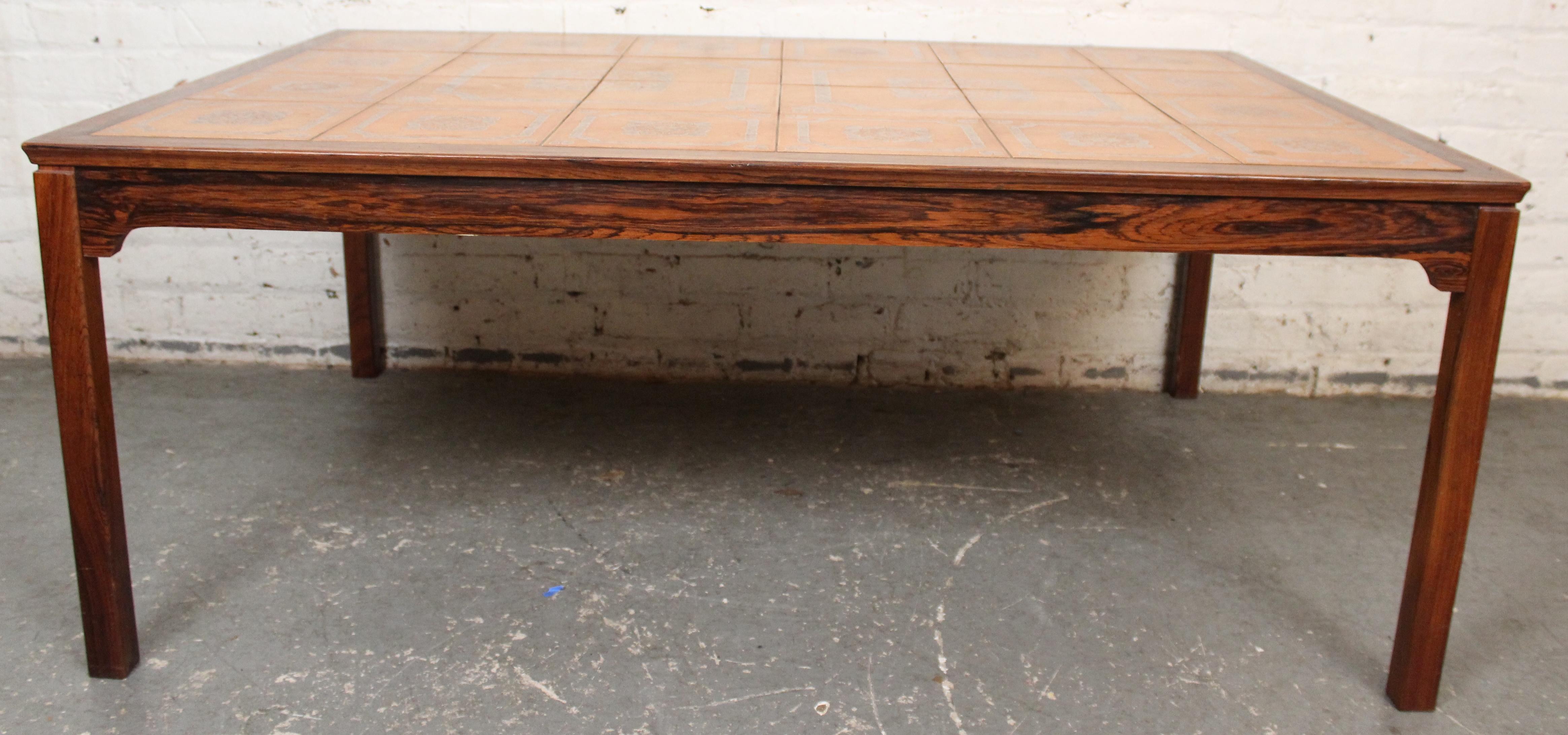 Mid-Century Modern Mid-Century Swedish Tiled Rosewood Table by String-Seffle Möbelfabrik For Sale