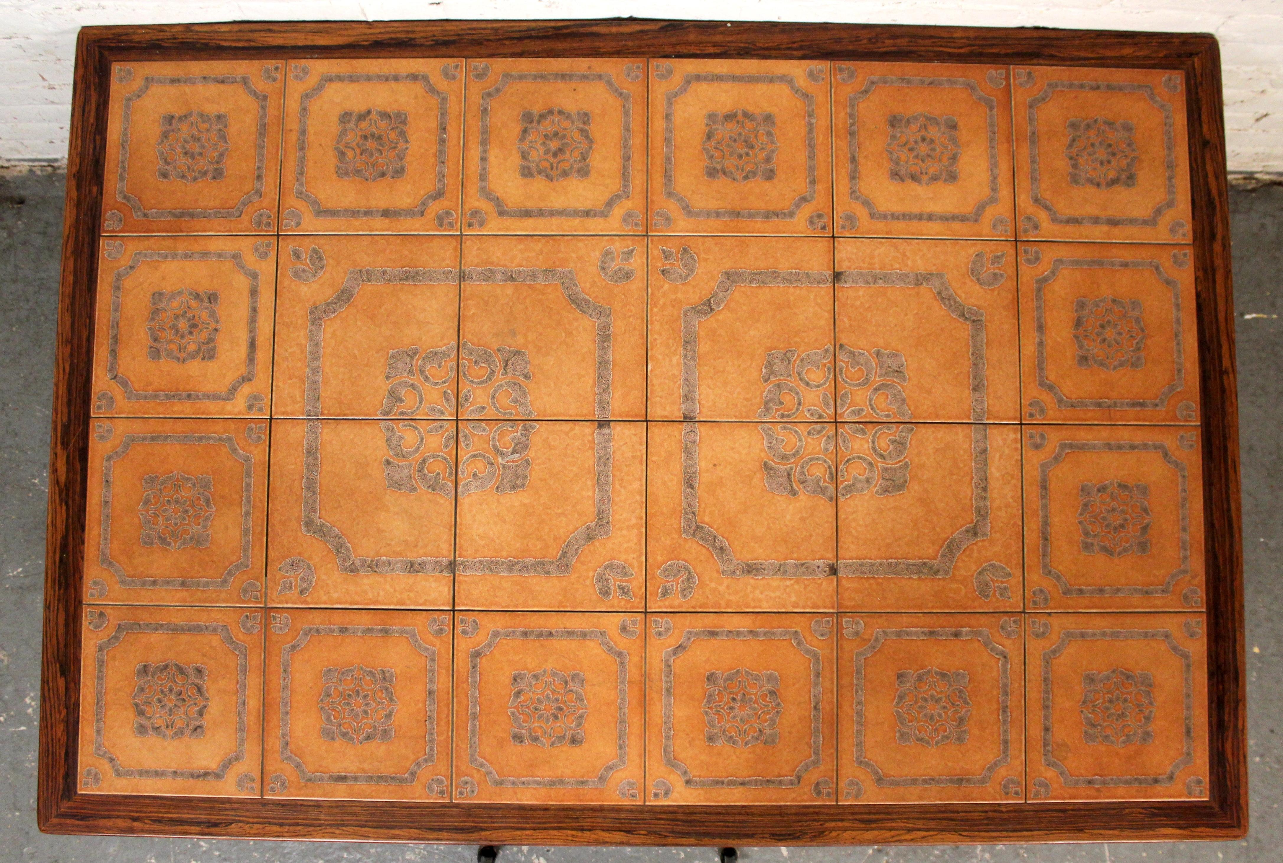 Mid-Century Swedish Tiled Rosewood Table by String-Seffle Möbelfabrik In Good Condition For Sale In Brooklyn, NY