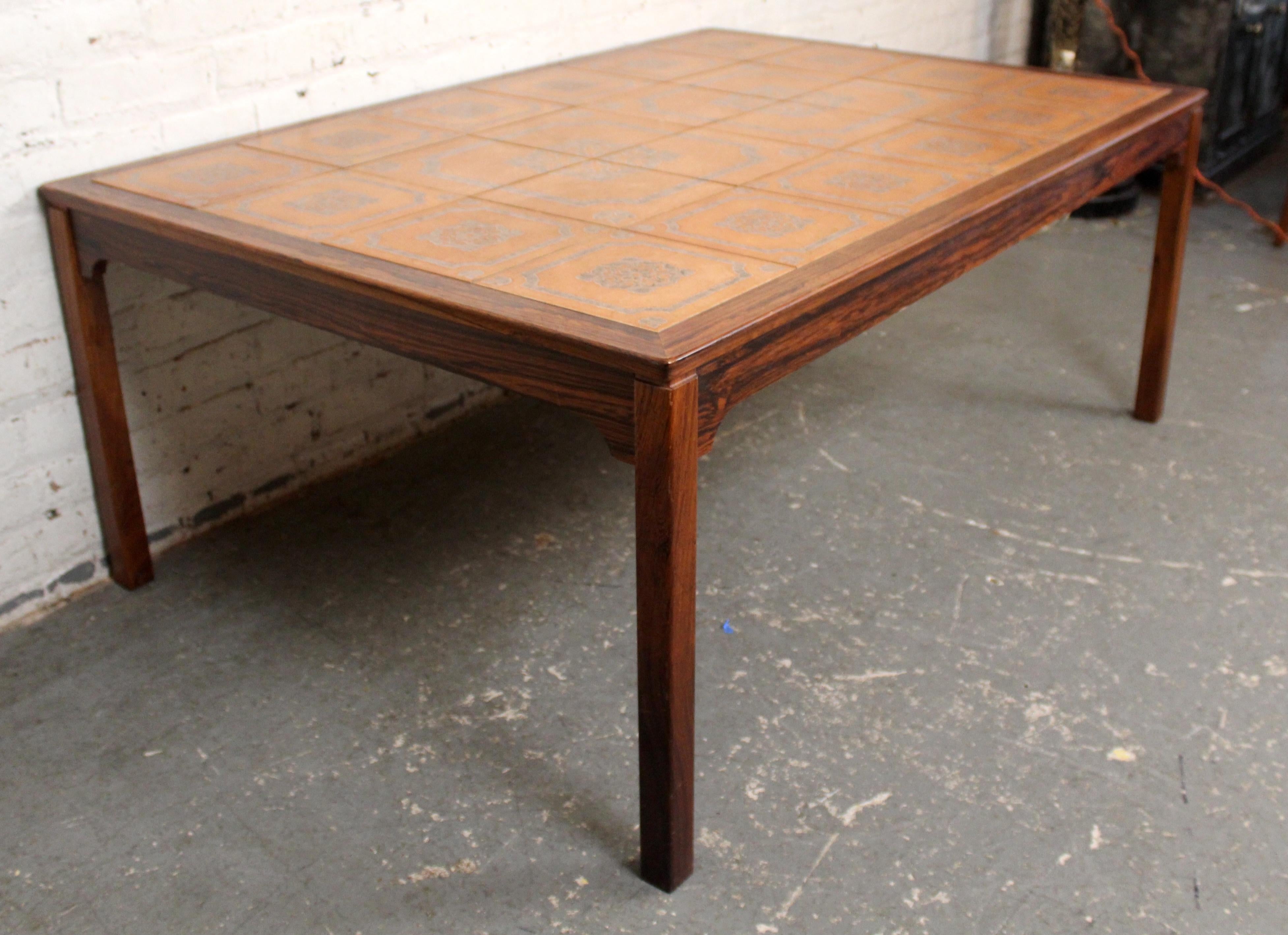 20th Century Mid-Century Swedish Tiled Rosewood Table by String-Seffle Möbelfabrik For Sale