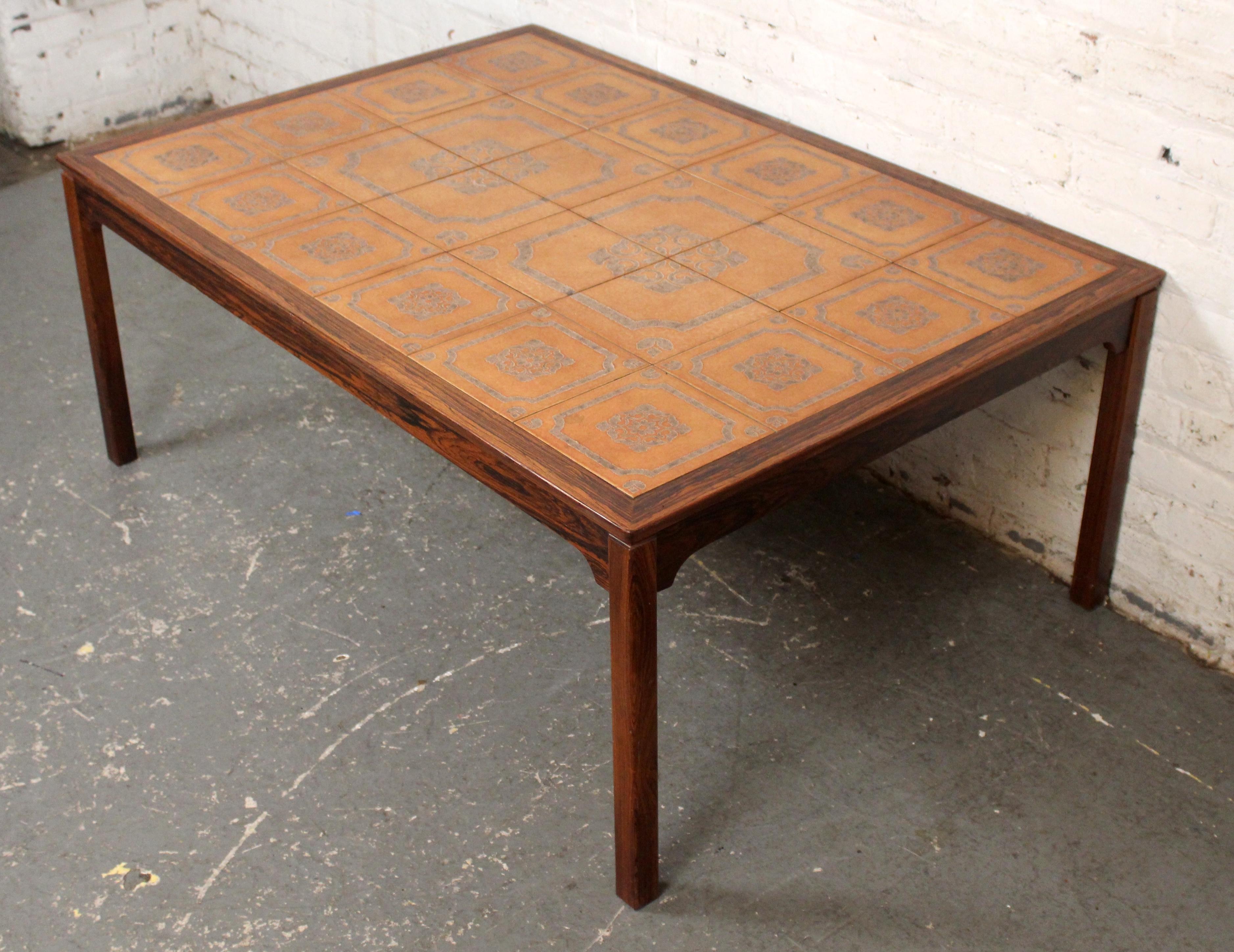 Ceramic Mid-Century Swedish Tiled Rosewood Table by String-Seffle Möbelfabrik For Sale