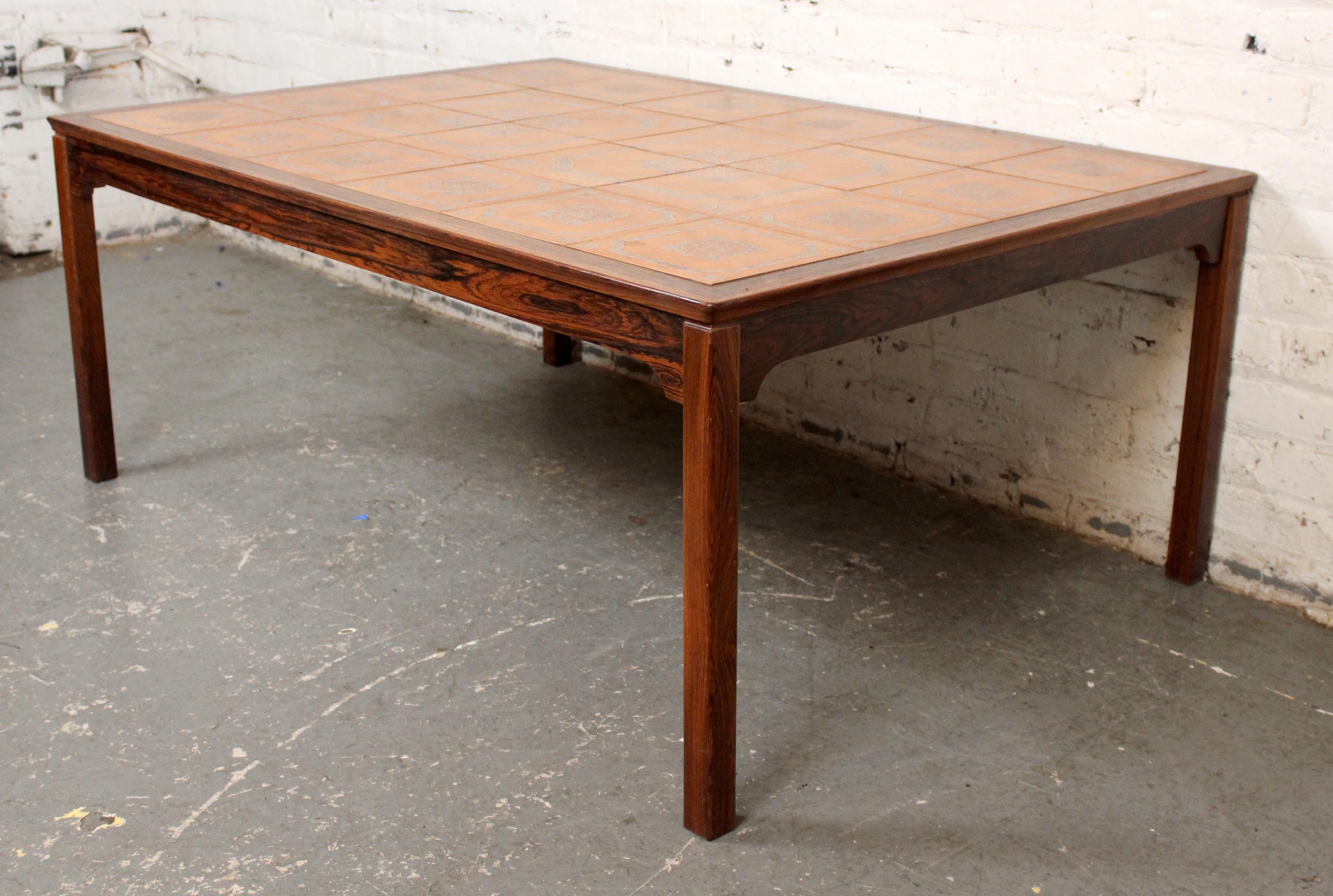 Mid-Century Swedish Tiled Rosewood Table by String-Seffle Möbelfabrik For Sale 1