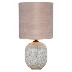 Mid-century Swedish white ceramic glazed table lamp 'Chamotte' by Gunnar Nylund