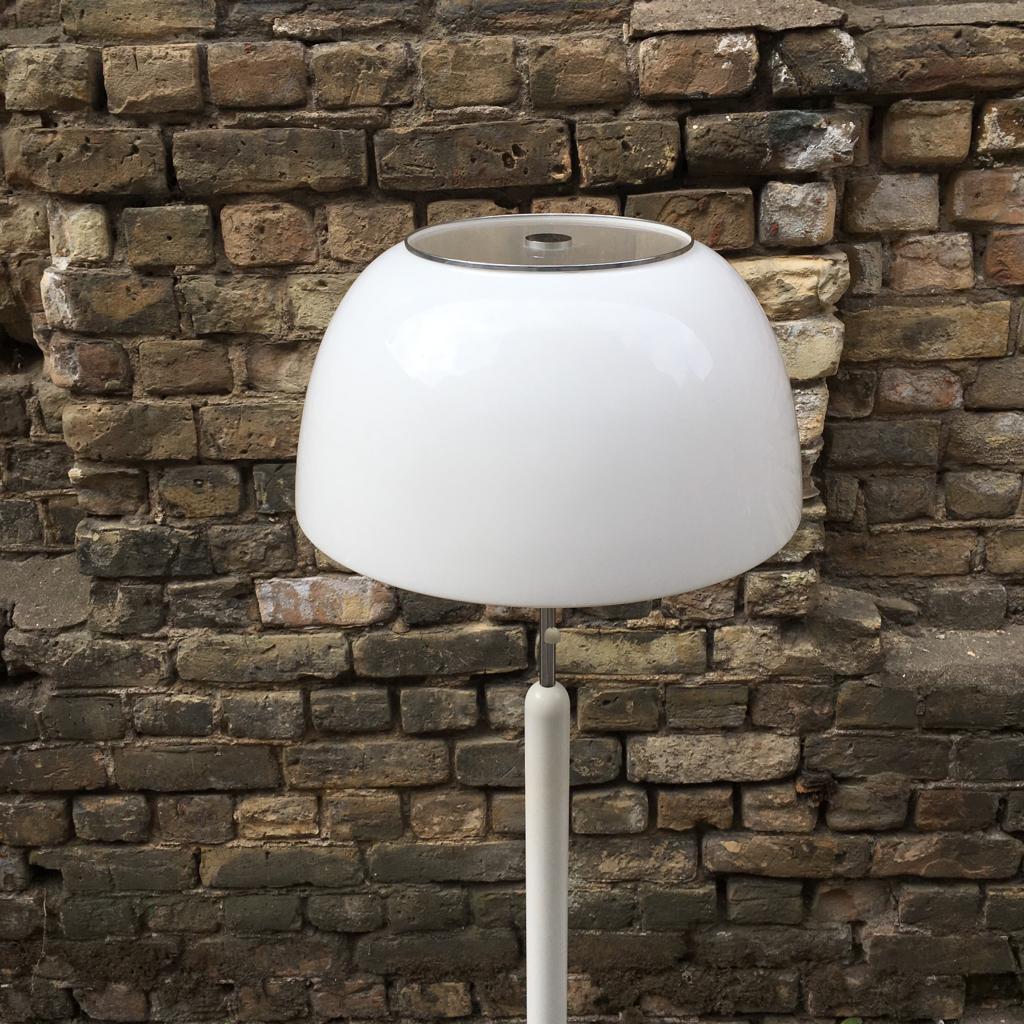 Scandinavian Modern Midcentury Swedish White Mushroom Floor Lamp from Aneta, 1960s For Sale