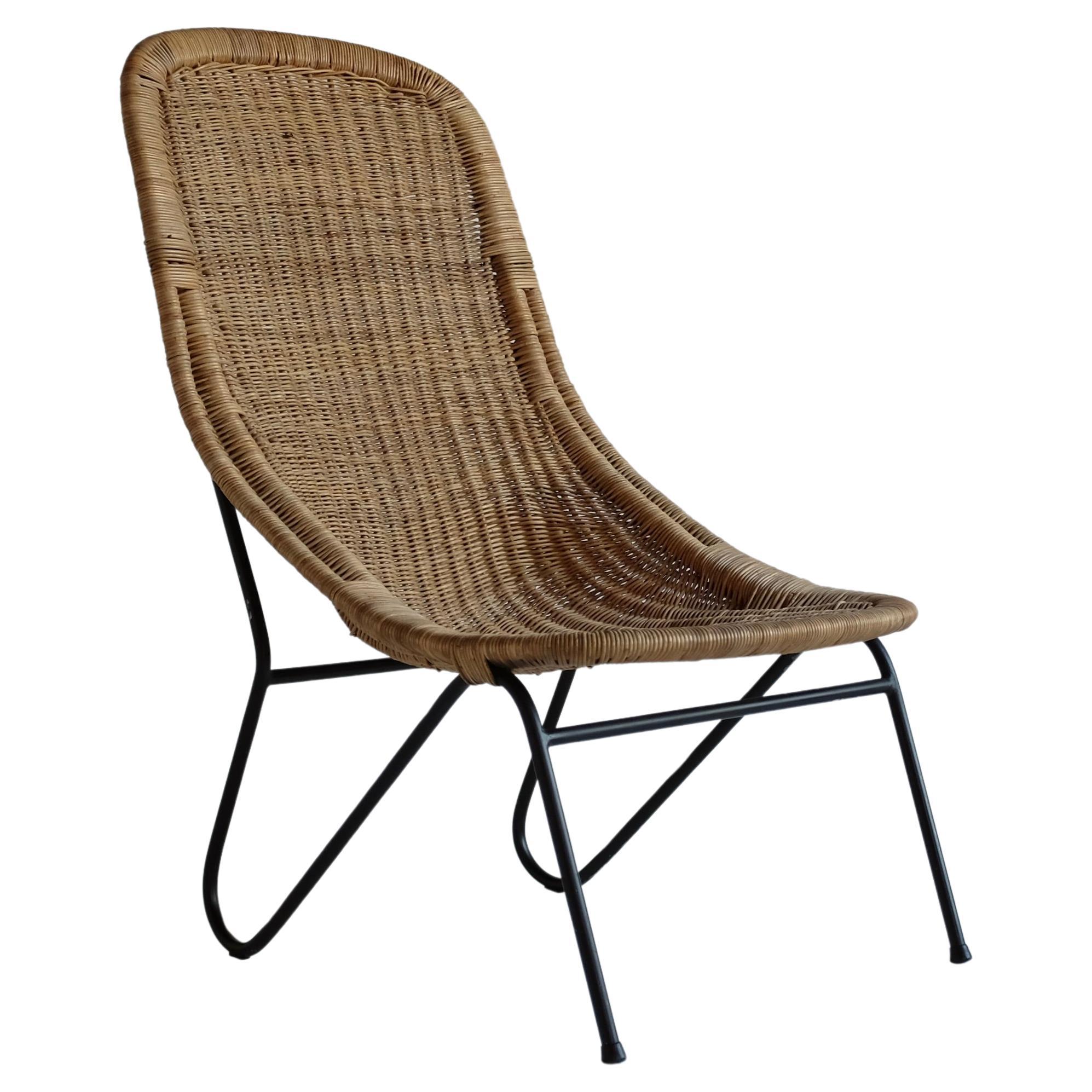 Mid-Century Swedish Wicker Chair For Sale