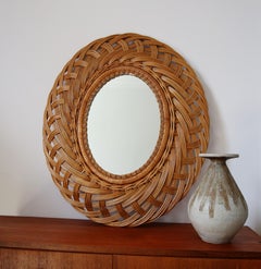 Mid Century Swedish wicker oval mirror