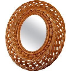 Mid Century Swedish wicker oval mirror