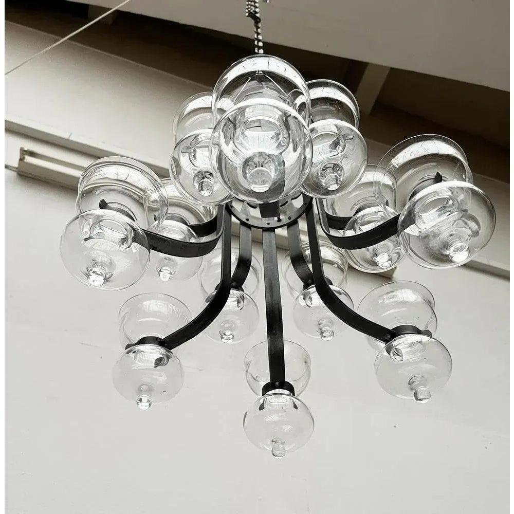 Candelabro sueco de hierro forjado y cristal de mediados de siglo, años 60 Sueco en venta