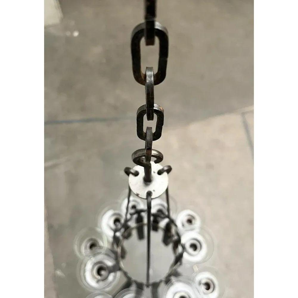 Candelabro sueco de hierro forjado y cristal de mediados de siglo, años 60 en Excelente estado para la venta en Hamburg, DE