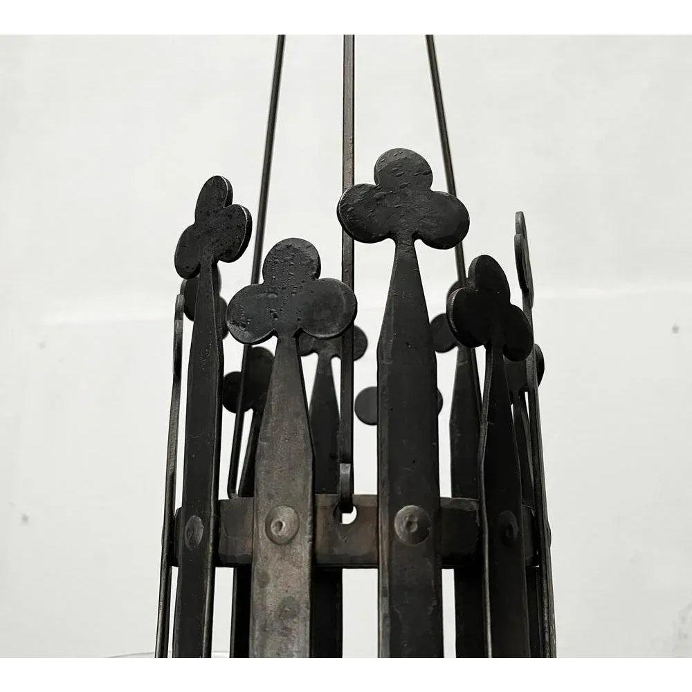 Candelabro sueco de hierro forjado y cristal de mediados de siglo, años 60 siglo XX en venta