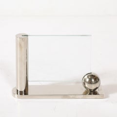 Cadre photo Swid Powell de style « mid-century », plaqué argent, avec détail sphérique
