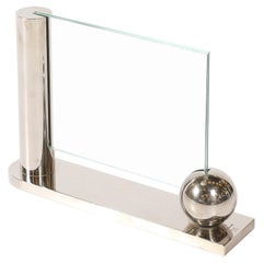 Cadre photo Swid Powell de style « mid-century », plaqué argent, avec détail sphérique