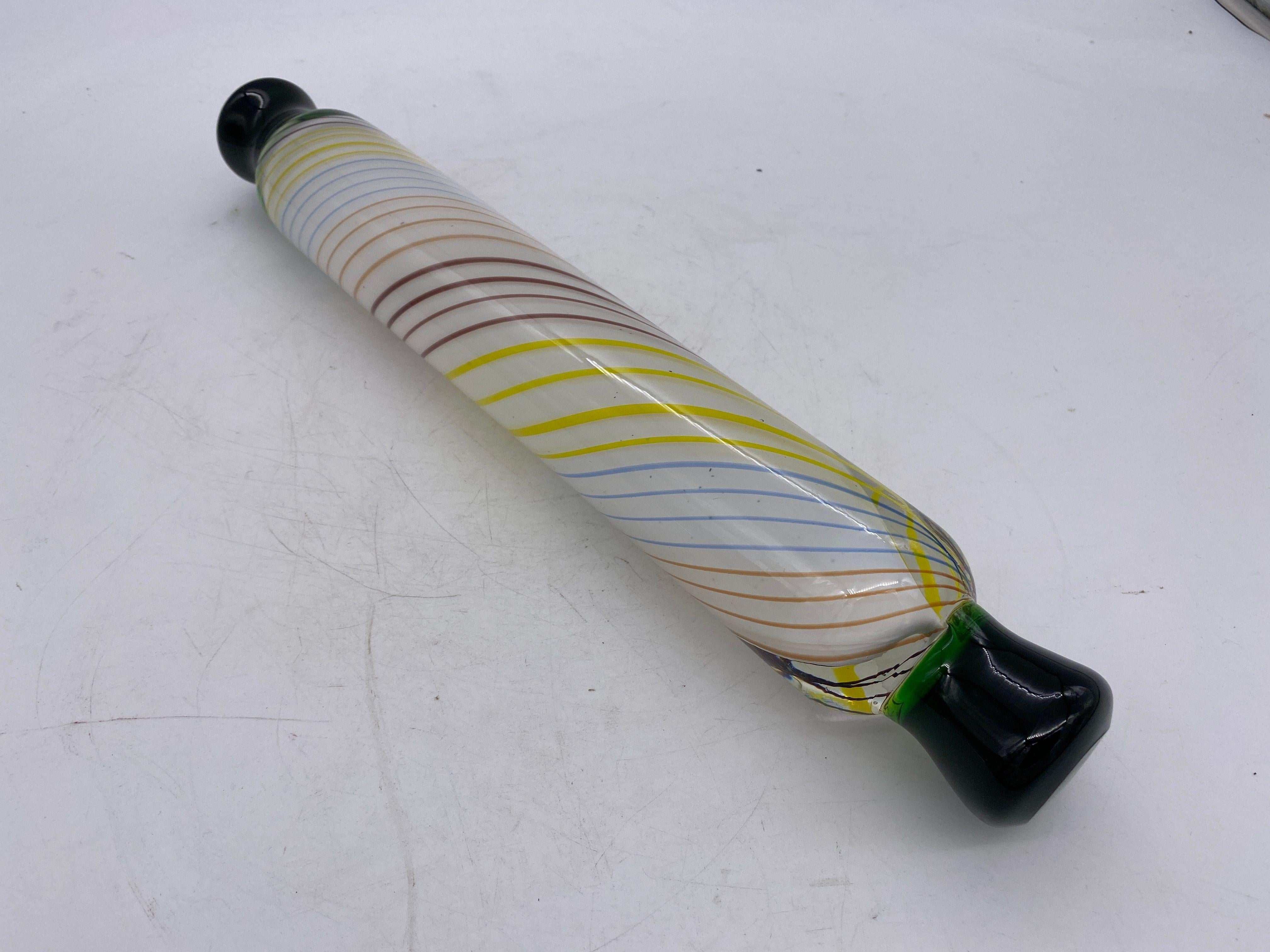 Blown Glass Mid-Century Swirl Murano Glass Rolling Pin