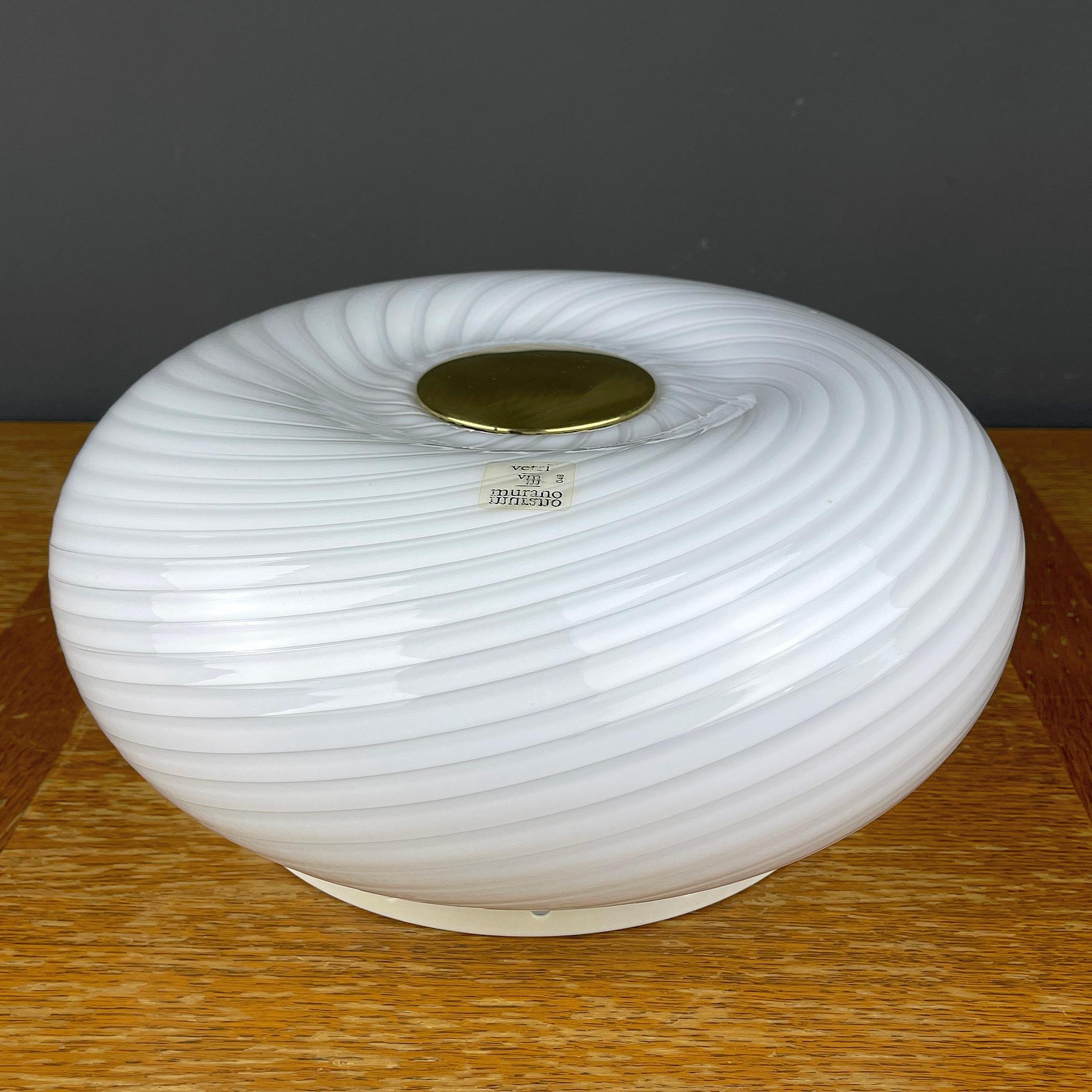 20th Century Midcentury Swirl Murano Glass Lamp Vetri Murano 048 by Leucos, Italy, 1970s For Sale