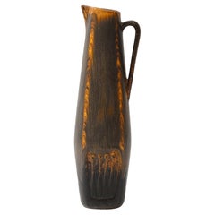 Mid-Century Swirled Orange & Charcoal Glazed Vase by Gunnar Nylund for Rörstrand