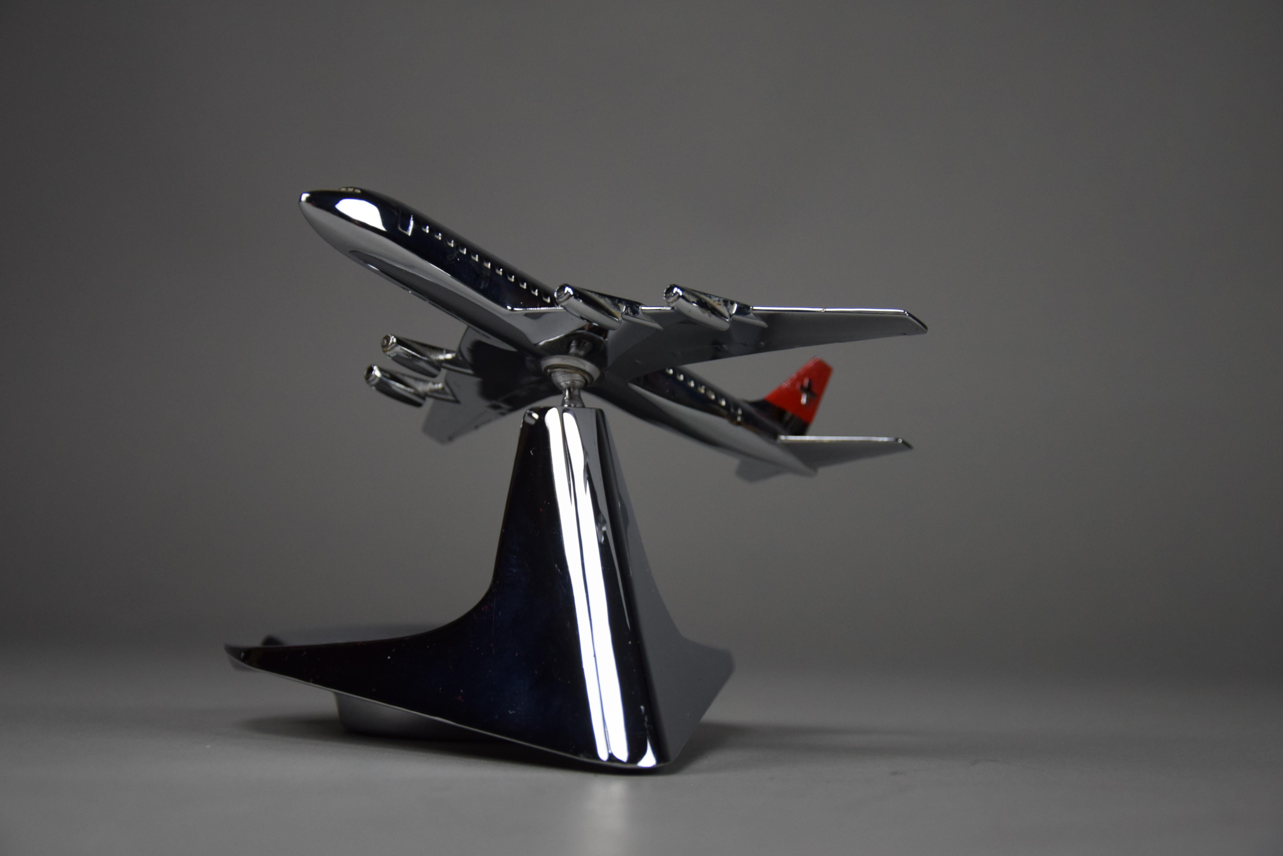 Mid-20th Century Mid Century Swiss Air DC-8 Chrome Plated Ashtray For Sale