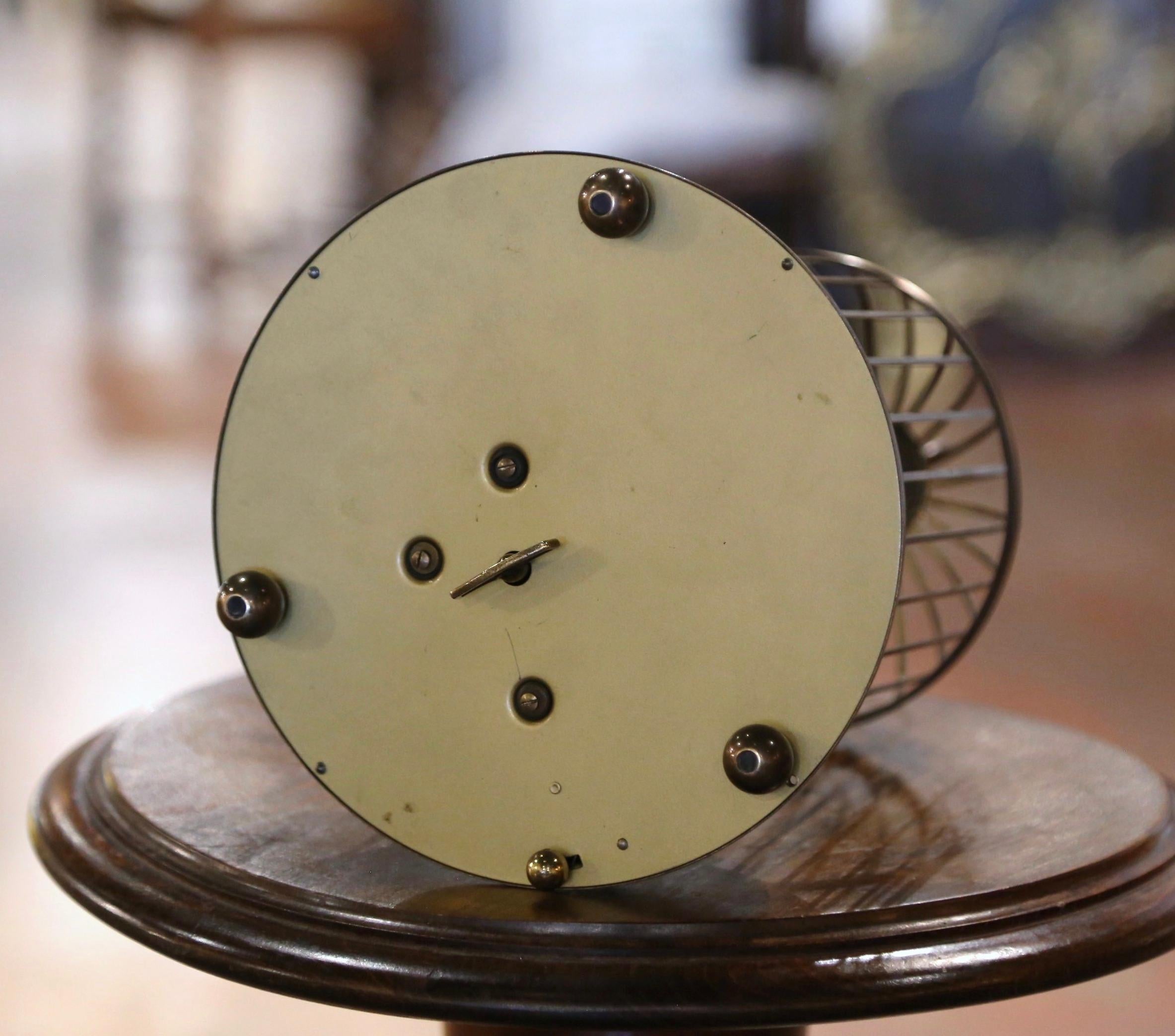 Mid-Century Swiss Automaton Brass Cage with Moving and Singing Bird For Sale 2