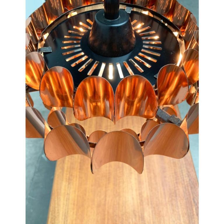 Lampada a sospensione in rame svizzero di Hans Zender per Temde, 1960 in vendita 3