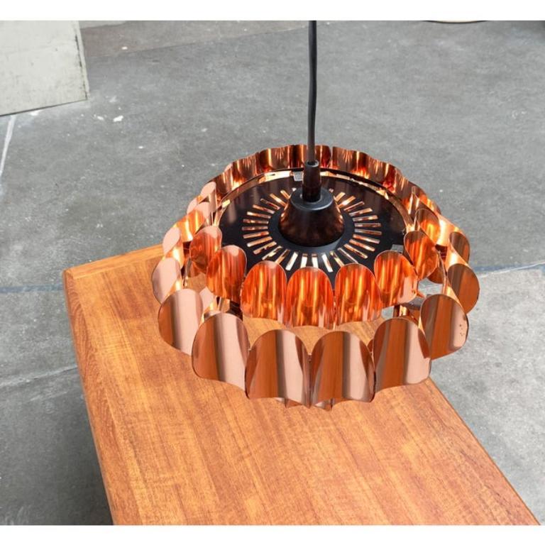 Mid-Century moderno Lampada a sospensione in rame svizzero di Hans Zender per Temde, 1960 in vendita