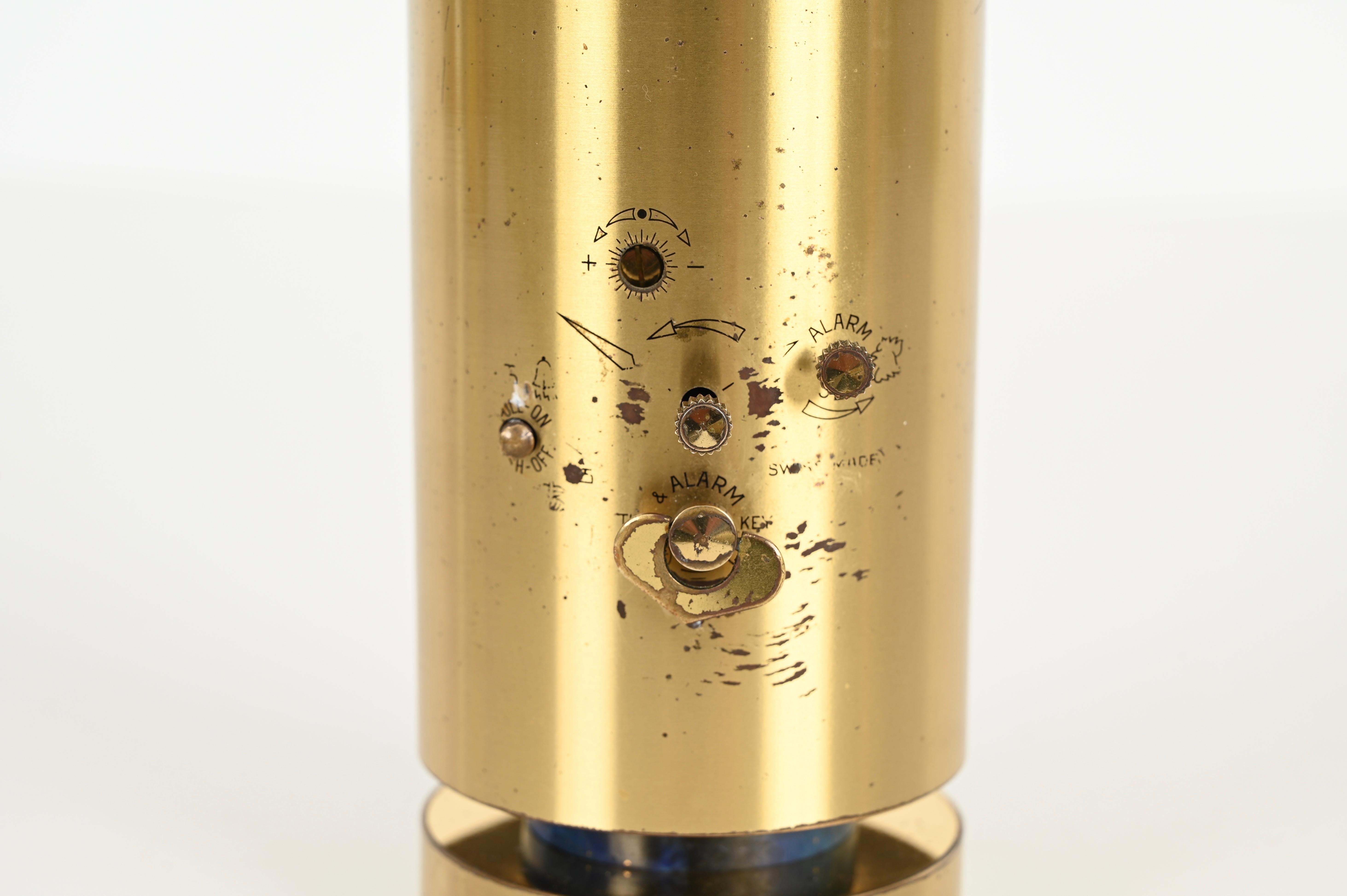 Mid-Century Swiss Gilt Brass & Lapis Lazuli Swiza 8 Day Alarm Clock, 1960s For Sale 6