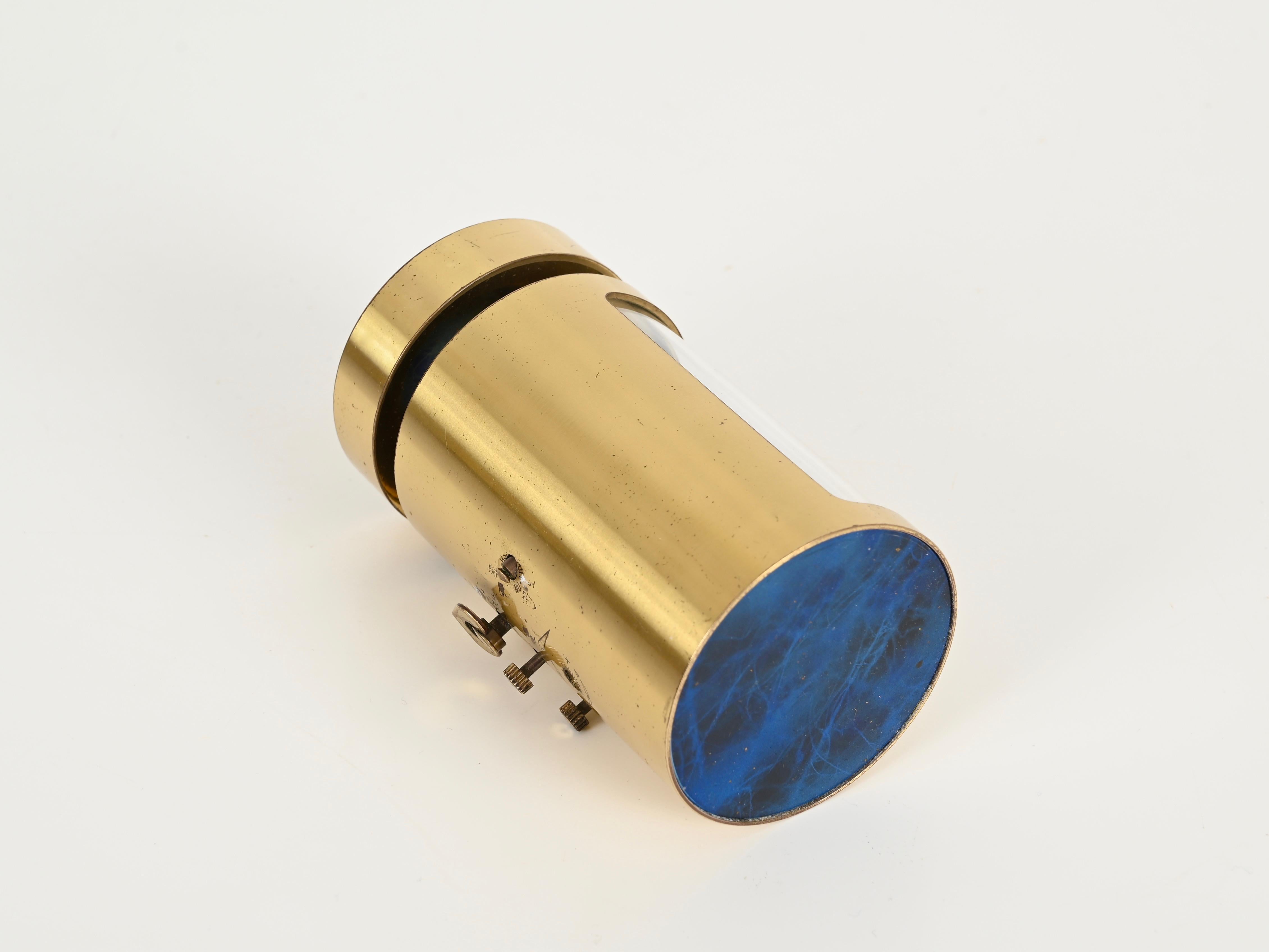 Mid-Century Swiss Gilt Brass & Lapis Lazuli Swiza 8 Day Alarm Clock, 1960s For Sale 8