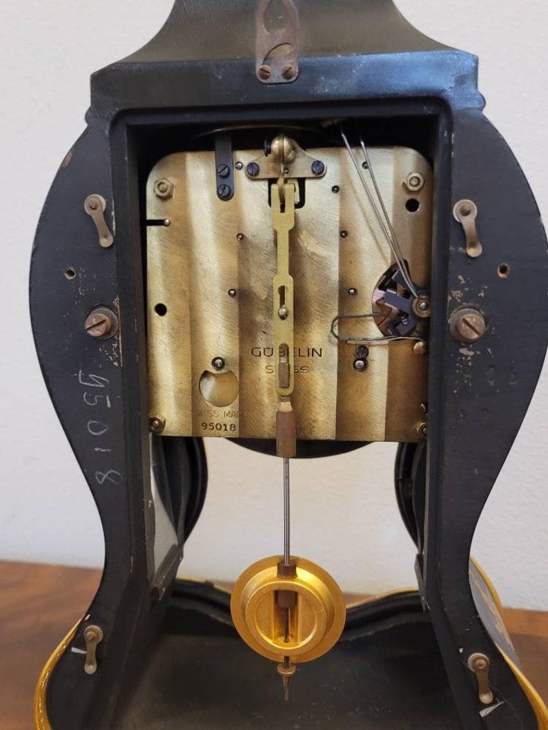 Brass Mid-Century Swiss Gubelin Mantel Clock
