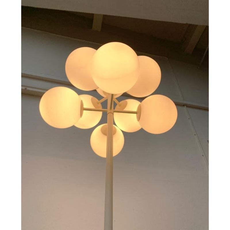 20th Century Mid-Century Swiss Minimalist Glass and Metal Floor Lamp, 1960s For Sale