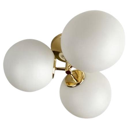 Mid-Century Swiss Space Age Brass Ceiling Lamp by E.R. Nele for Temde, 1960s