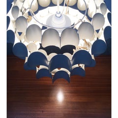 Mid-Century Swiss White Metal Pendant Lamp by H. Zender for Temde, 60s