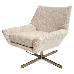 Mid Century Swivel Armchair by Walter Knoll Upholstered in White Boucle, 1965