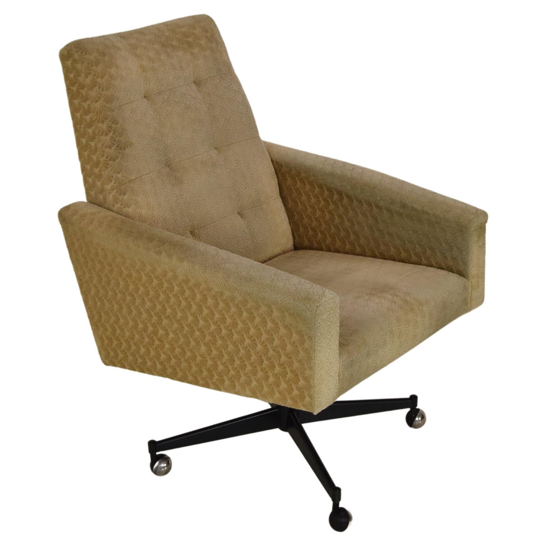 Midcentury Swivel Armchair with Wheels, 1970s For Sale