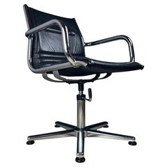 Mid-century swivel black desk chair, Italy, 1970s