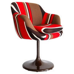 Mid Century Swivel Brown and Red Tulip Armchair, Germany, 1970s.