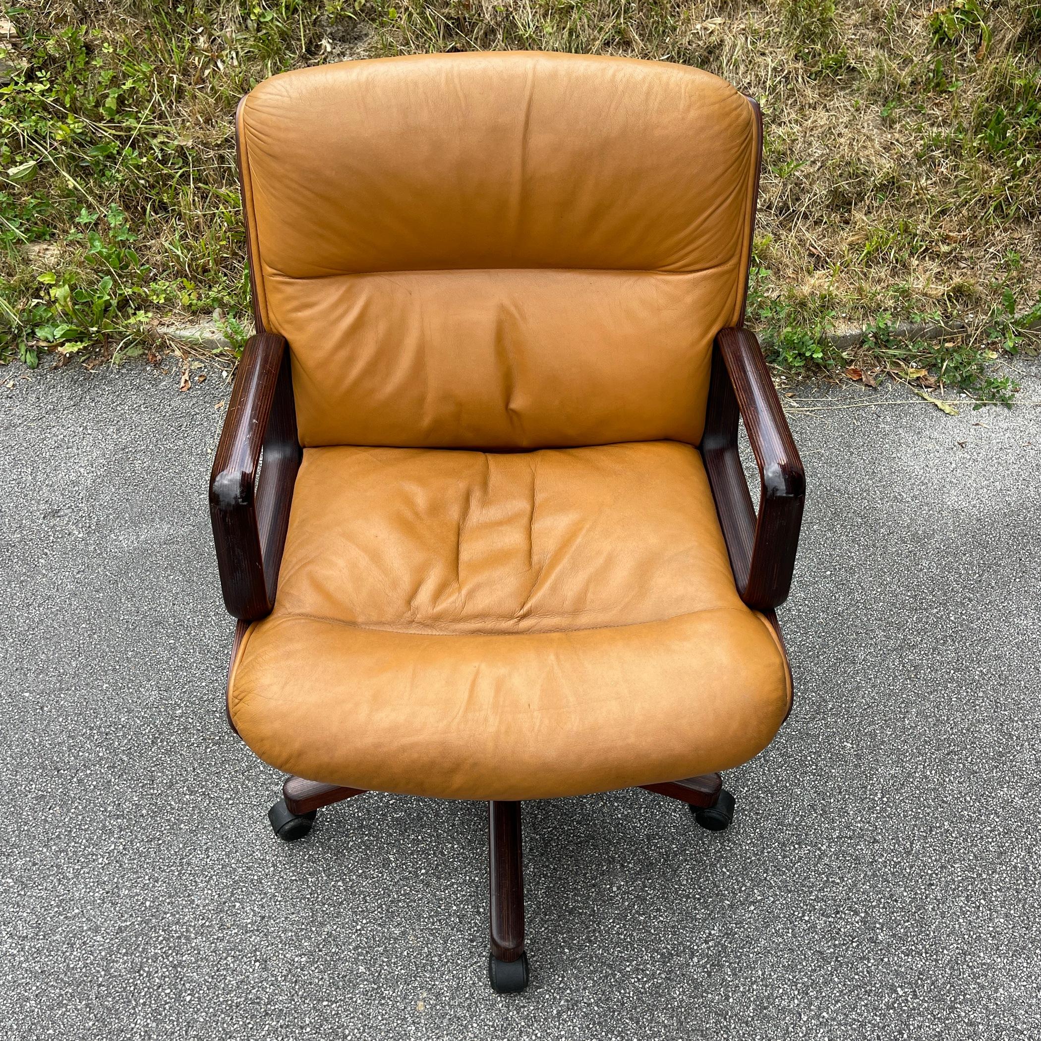 Mid-Century Swivel Brown Desk Office Chair by Vaghi, Italy, 1970s 1