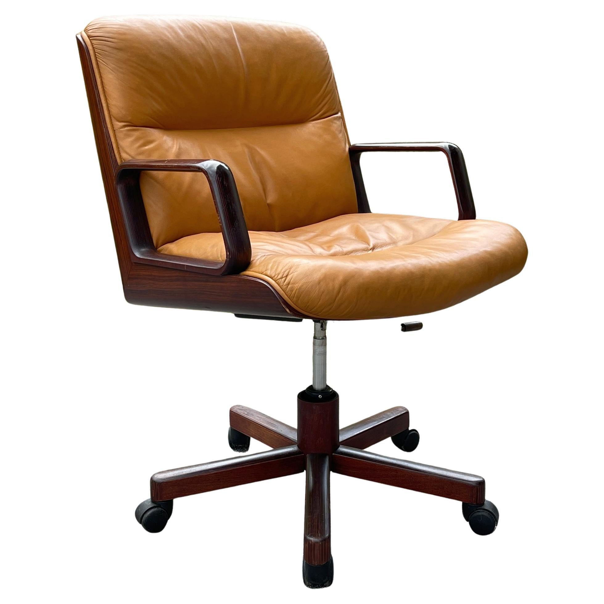Mid-Century Swivel Brown Desk Office Chair by Vaghi, Italy, 1970s