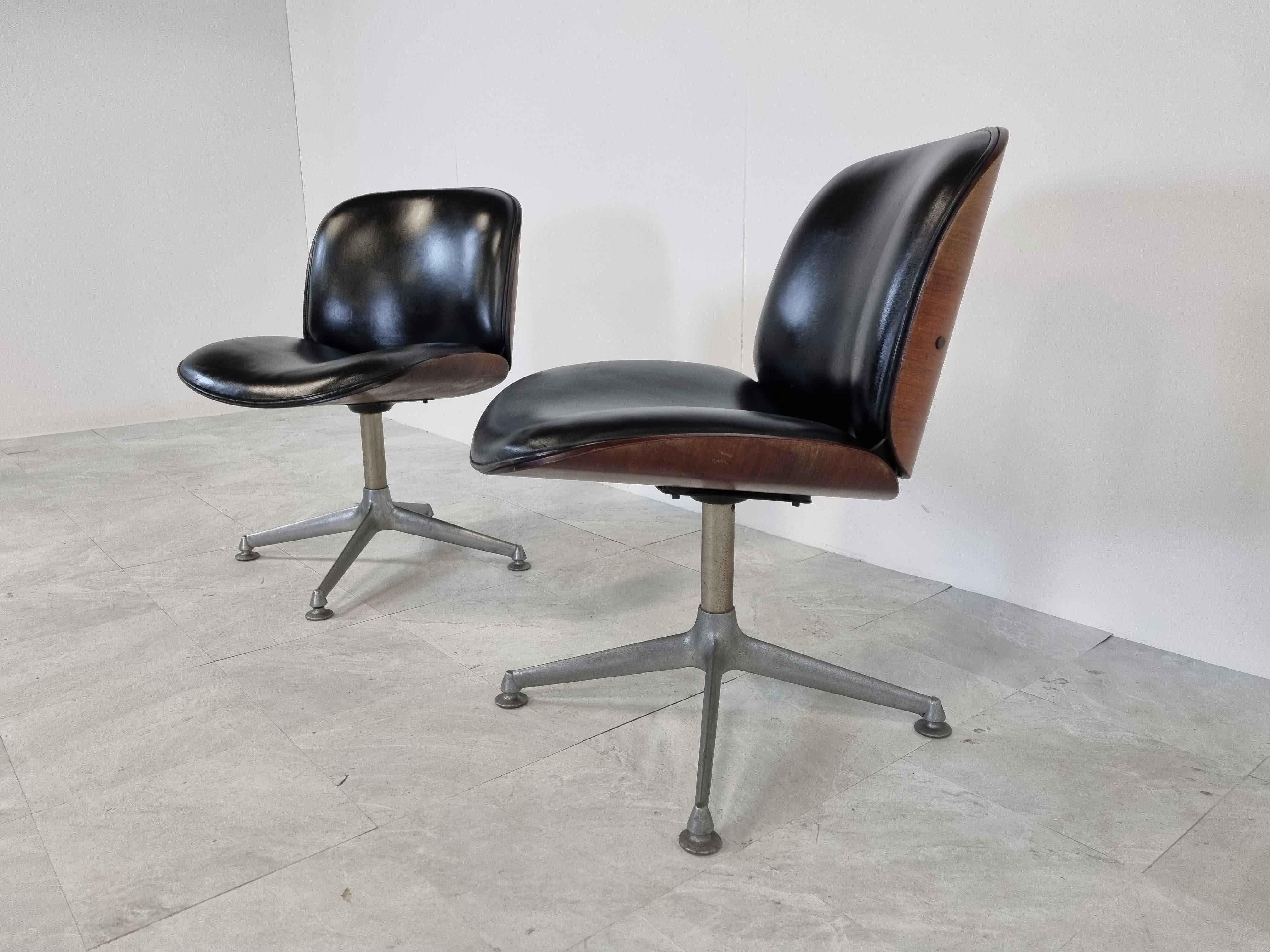 Italian Mid Century Swivel Chairs by Ico Parisi for MIM Italy, 1960s