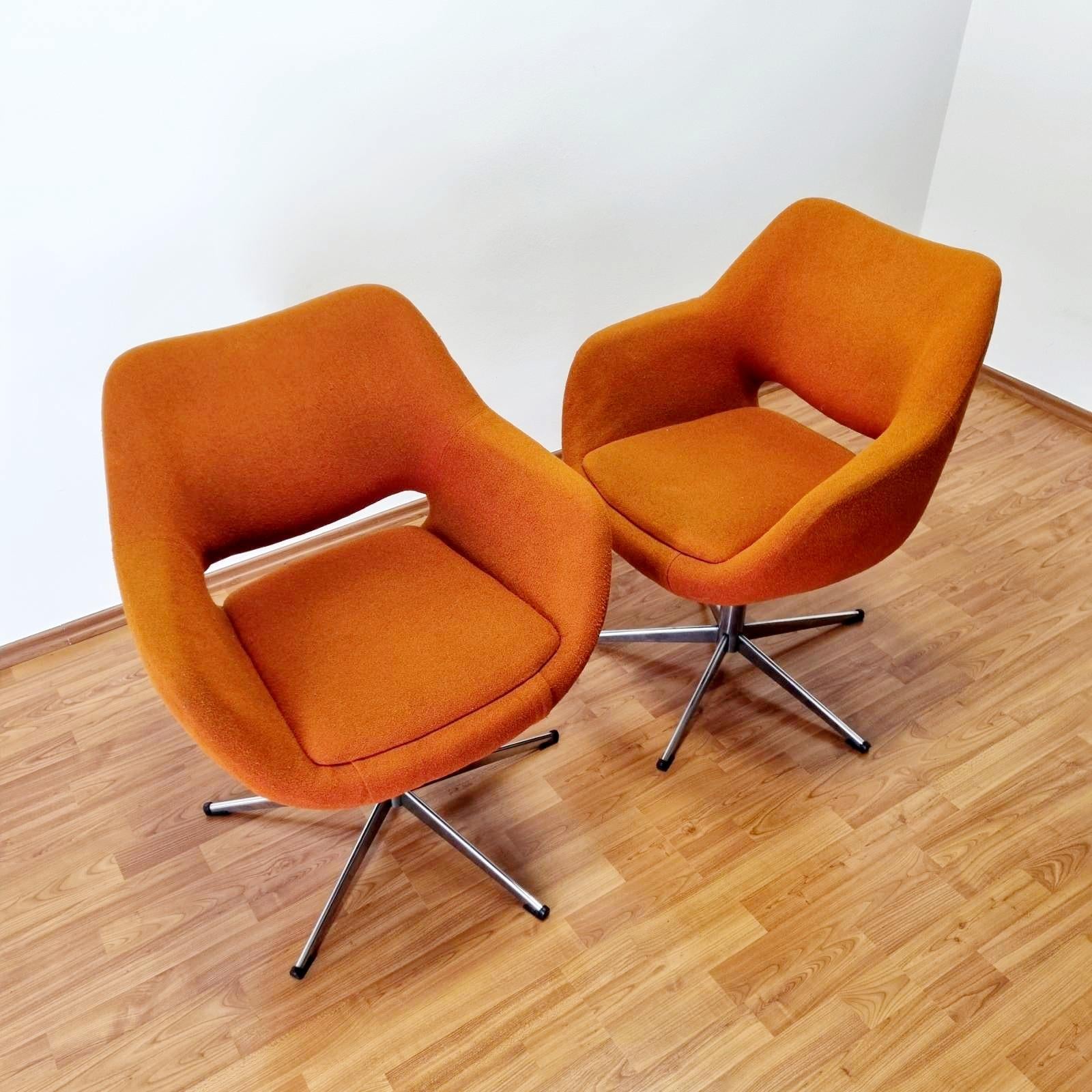 Mid Century Swivel Egg Chairs, Stol Kamnik Yugoslavia, 70s, pair 3