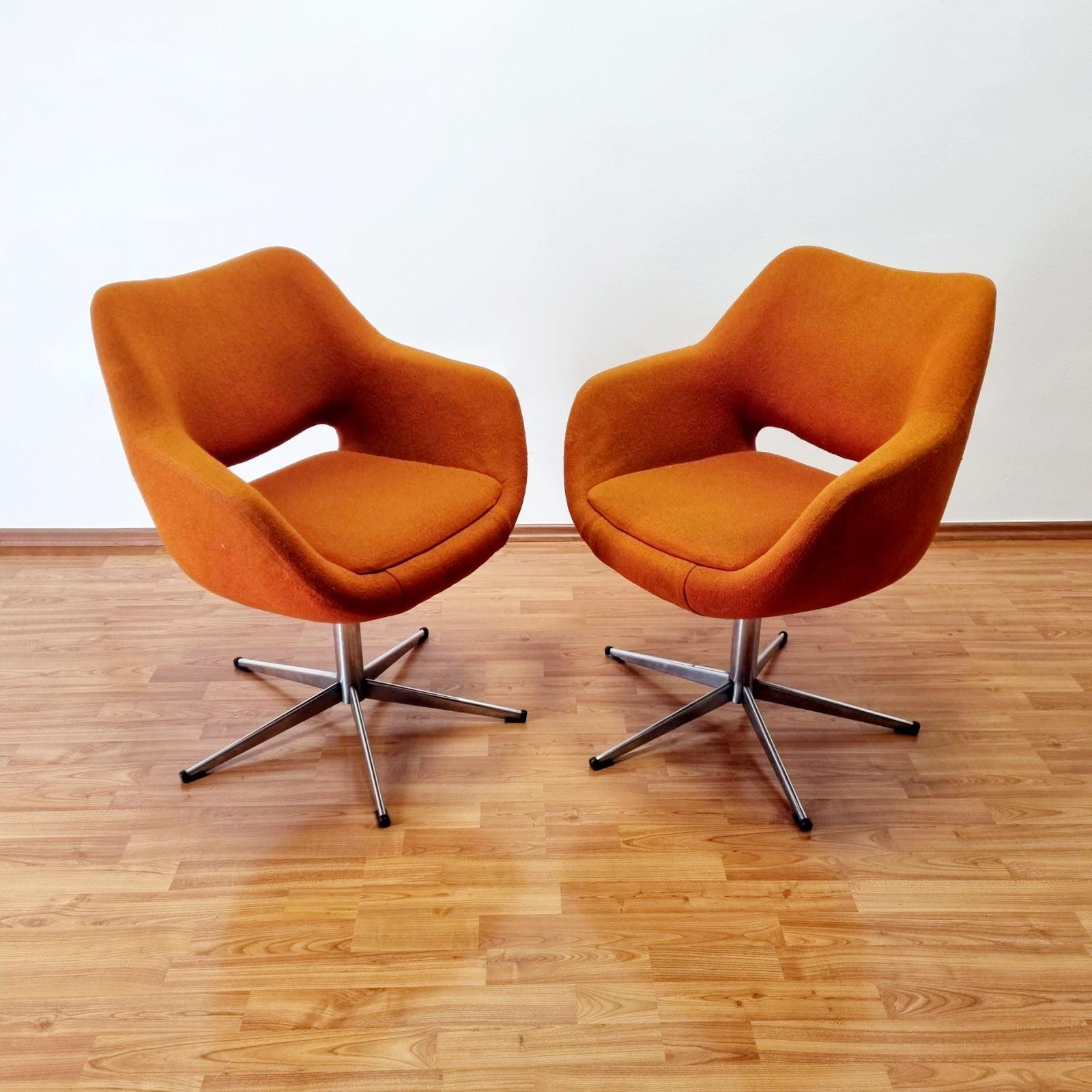 Mid Century Swivel Egg Chairs, Stol Kamnik Yugoslavia, 70s, pair 4