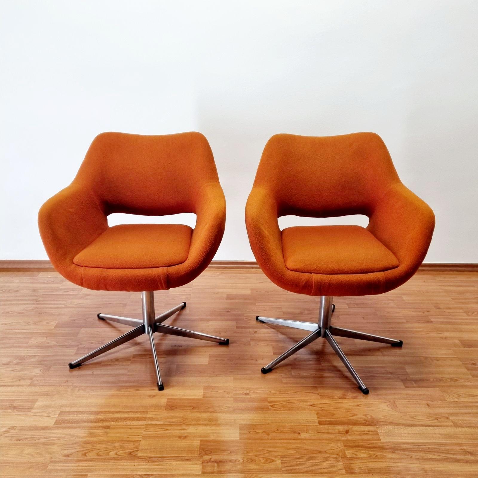 Slovenian Mid Century Swivel Egg Chairs, Stol Kamnik Yugoslavia, 70s, pair