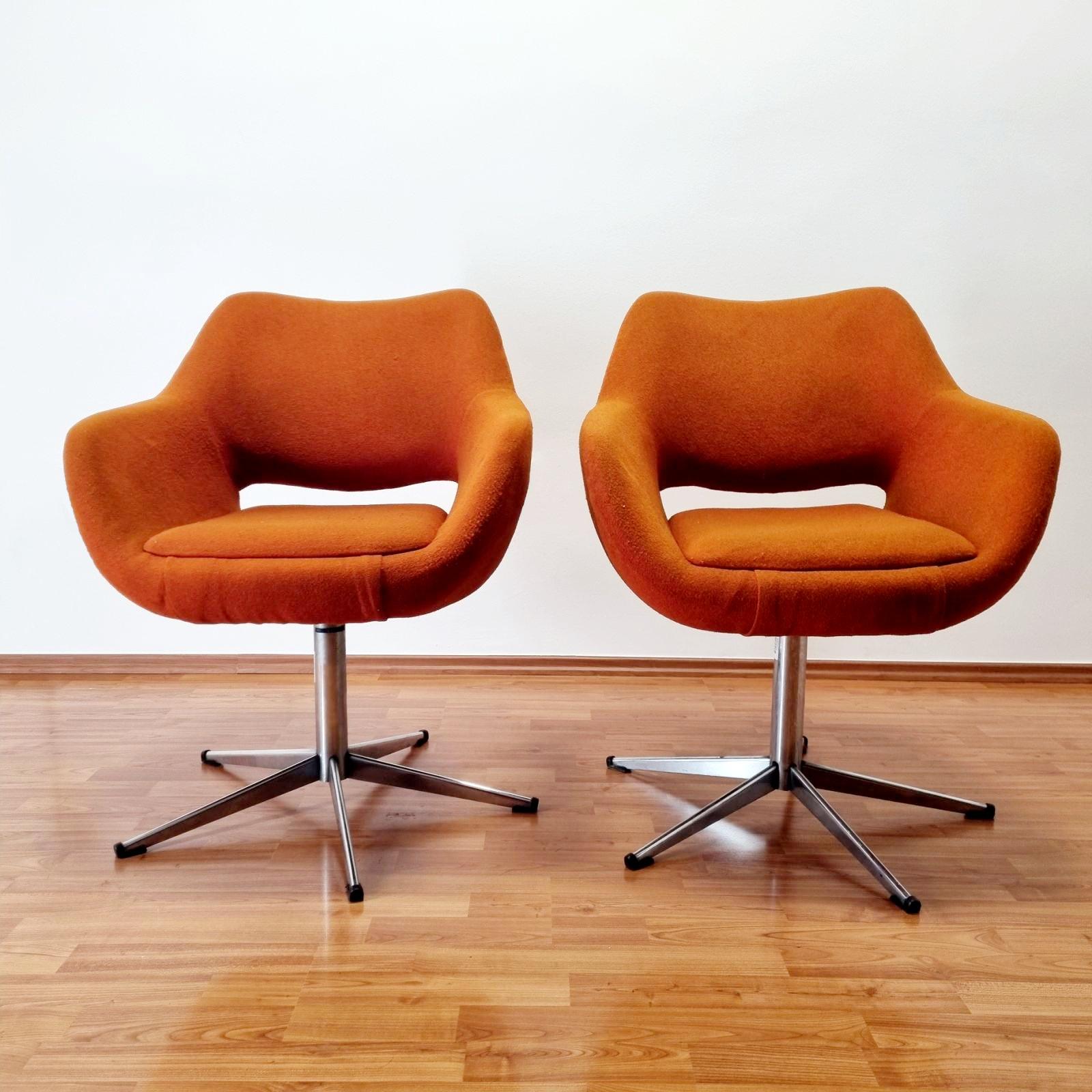 Steel Mid Century Swivel Egg Chairs, Stol Kamnik Yugoslavia, 70s, pair