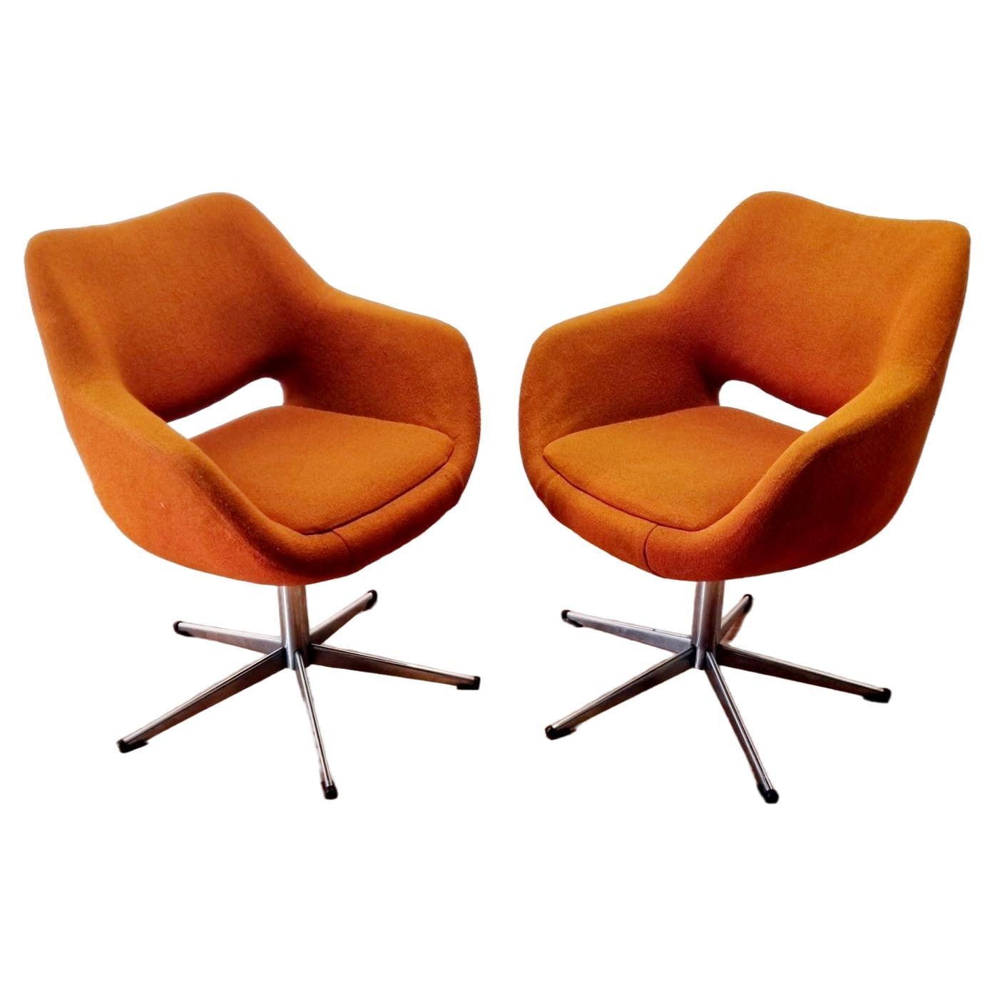 Mid Century Swivel Egg Chairs, Stol Kamnik Yugoslavia, 70s, pair