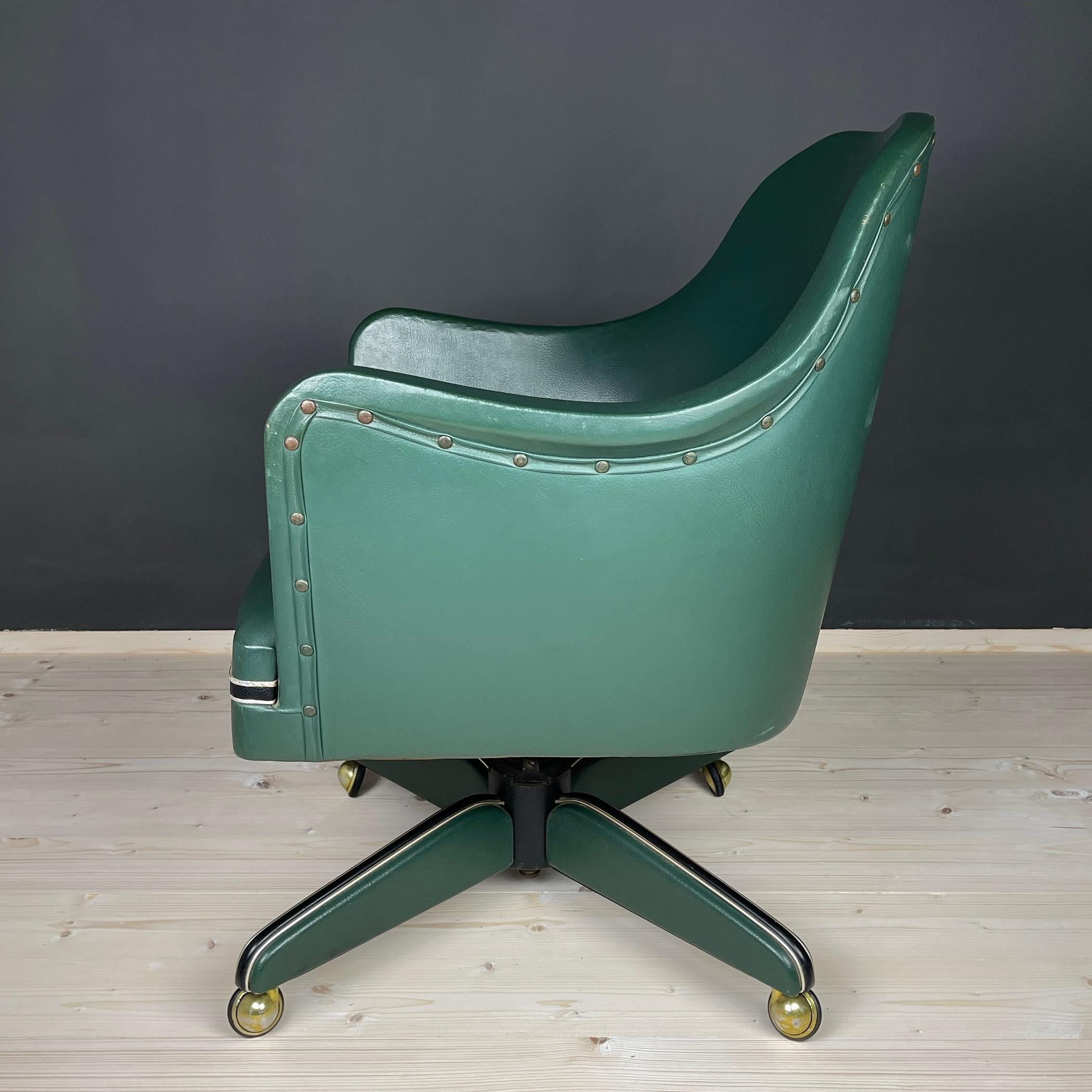 Mid-Century Modern Mid-Century Swivel Green Office Chair by Umberto Mascagni, Italy, 1950s For Sale
