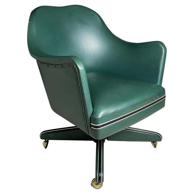 MidCentury Swivel Green Office Chair by Umberto Mascagni, Italy, 1950s For Sale at 1stDibs